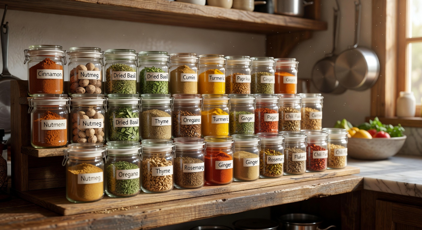 Neatly organized spice rack